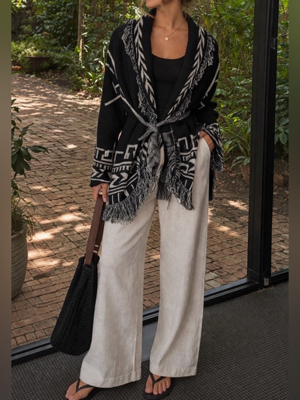 Anthropologie Chic Black and White Women's Cardigan